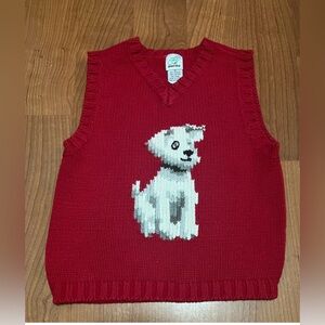 GREEN DOG Boys Red knitted vests Dog graphic
